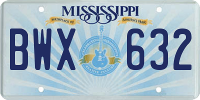 MS license plate BWX632