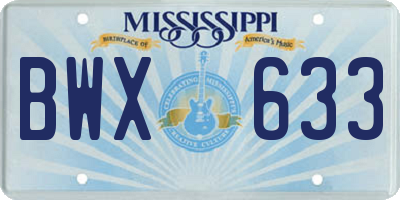 MS license plate BWX633