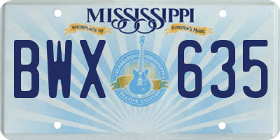 MS license plate BWX635