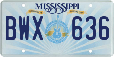 MS license plate BWX636