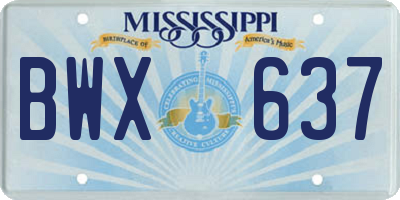 MS license plate BWX637