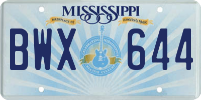 MS license plate BWX644