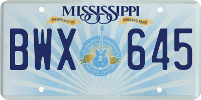 MS license plate BWX645