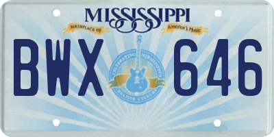 MS license plate BWX646