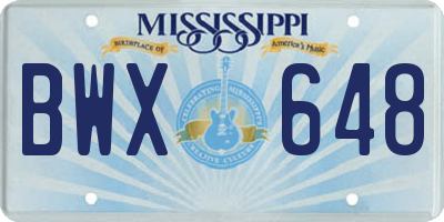 MS license plate BWX648