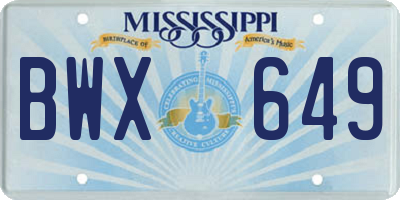 MS license plate BWX649