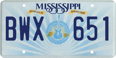 MS license plate BWX651