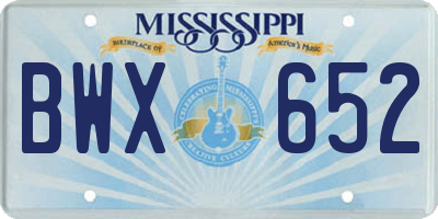 MS license plate BWX652