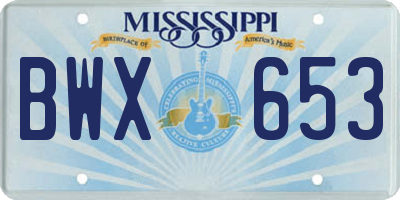 MS license plate BWX653