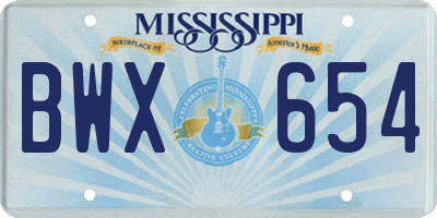 MS license plate BWX654