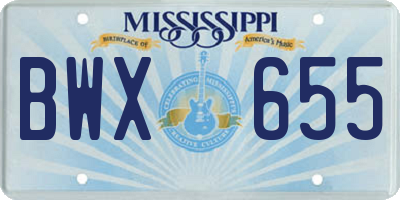 MS license plate BWX655