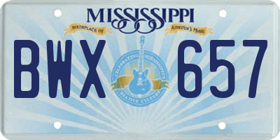 MS license plate BWX657