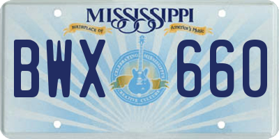 MS license plate BWX660