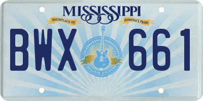 MS license plate BWX661