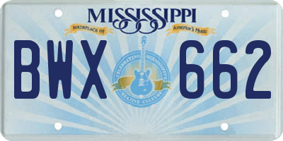 MS license plate BWX662