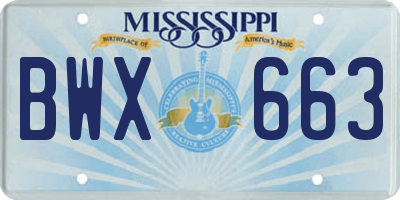 MS license plate BWX663