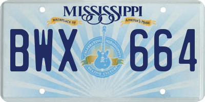 MS license plate BWX664