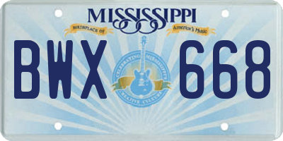 MS license plate BWX668