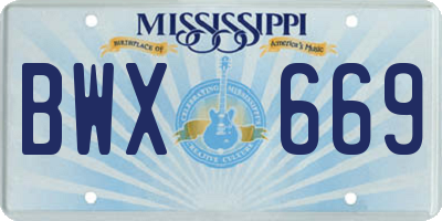 MS license plate BWX669