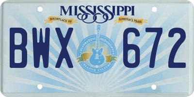 MS license plate BWX672