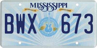 MS license plate BWX673