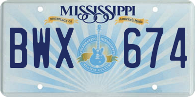 MS license plate BWX674