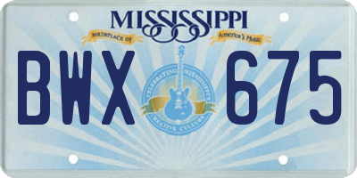 MS license plate BWX675