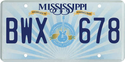 MS license plate BWX678