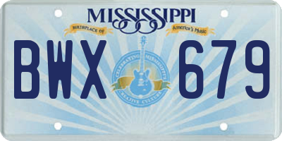 MS license plate BWX679
