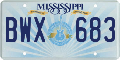 MS license plate BWX683