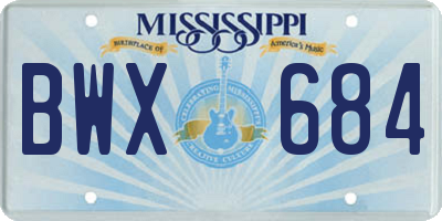 MS license plate BWX684