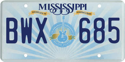 MS license plate BWX685