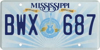 MS license plate BWX687