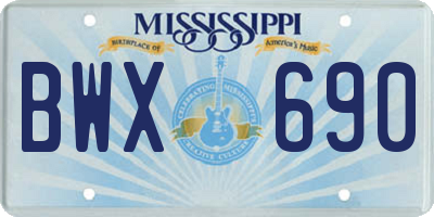 MS license plate BWX690