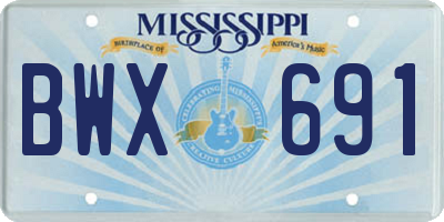 MS license plate BWX691