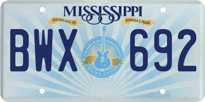 MS license plate BWX692