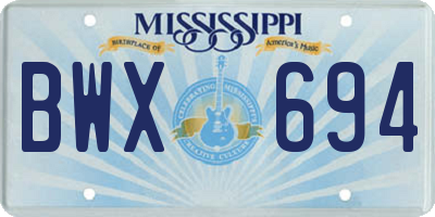 MS license plate BWX694