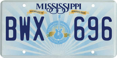 MS license plate BWX696