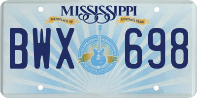 MS license plate BWX698