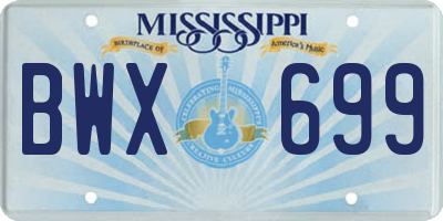 MS license plate BWX699