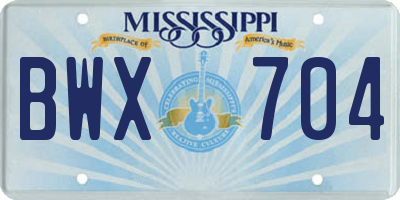 MS license plate BWX704