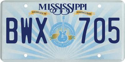 MS license plate BWX705