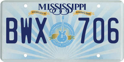 MS license plate BWX706