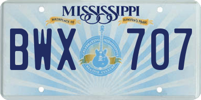 MS license plate BWX707