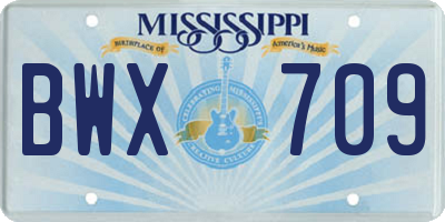 MS license plate BWX709