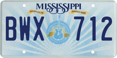 MS license plate BWX712