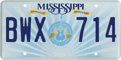 MS license plate BWX714