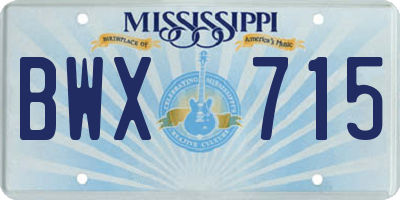 MS license plate BWX715