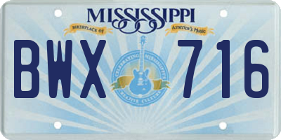 MS license plate BWX716