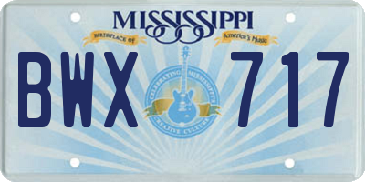 MS license plate BWX717